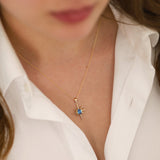 14k Gold | Blue Topaz North Star Necklace