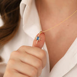 14k Gold | Blue Topaz North Star Necklace