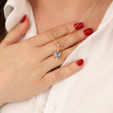 14k Gold | Blue Topaz North Star Necklace