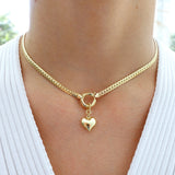 14k Gold | Herringbone Chain Necklace with Sailor Clasp & Charm