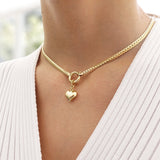 14k Gold | Herringbone Chain Necklace with Sailor Clasp & Charm