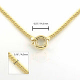 14k Gold | Herringbone Chain Necklace with Sailor Clasp & Charm