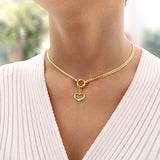 14k Gold | Herringbone Chain Necklace with Sailor Clasp & Charm