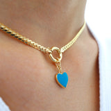 14k Gold | Herringbone Chain Necklace with Sailor Clasp & Charm