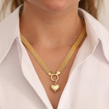 14k Gold | Bismarck Mesh Chain Necklace with Sailor Clasp & Charm