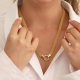 14k Gold | Bismarck Mesh Chain Necklace with Sailor Clasp & Charm