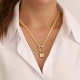 14k Gold | Bismarck Mesh Chain Necklace with Sailor Clasp & Charm