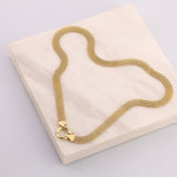 14k Gold | Bismarck Mesh Chain Necklace with Sailor Clasp & Charm