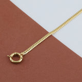 14k Gold | 3mm•4mm•5mm Herringbone Chain Necklace with Sailor Clasp and Charm