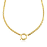 14k Gold | 3mm•4mm•5mm Herringbone Chain Necklace with Sailor Clasp and Charm