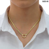 14k Gold | 3mm•4mm•5mm Herringbone Chain Necklace with Sailor Clasp and Charm