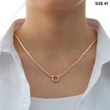 14k Gold | 3mm•4mm•5mm Herringbone Chain Necklace with Sailor Clasp and Charm