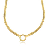 14k Gold | 3mm•4mm•5mm Herringbone Chain Necklace with Sailor Clasp and Charm