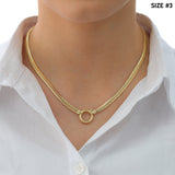 14k Gold | 3mm•4mm•5mm Herringbone Chain Necklace with Sailor Clasp and Charm