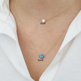 14k Gold | Minimal Round Blue Opal Necklace