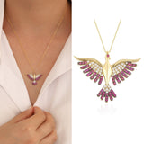 14k Gold | Pink Ruby Phoenix Necklace