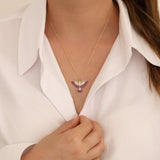 14k Gold | Pink Ruby Phoenix Necklace