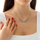 14k Gold | Turquoise Natural Stone Necklace with Coin Charm