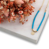 14k Gold | Turquoise Natural Stone Necklace with Coin Charm