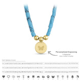 14k Gold | Turquoise Natural Stone Necklace with Coin Charm