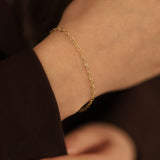 14k Gold | Flat Oval Link Chain Bracelet