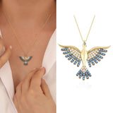 14k Gold | Blue Turquoise Phoenix Necklace