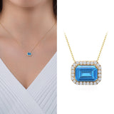 14k Gold | Aquamarine Baguette Cut Necklace