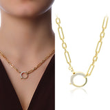 14k Gold | Paperclip Necklace with Diamond Sailor Clasp