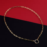 14k Gold | Paperclip Necklace with Diamond Sailor Clasp