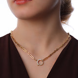 14k Gold | Paperclip Necklace with Diamond Sailor Clasp