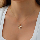 14k Gold | Mother & Baby Heart Necklace