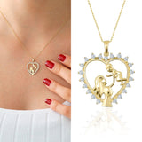 14k Gold | Mother & Baby Heart Necklace