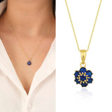 14k Gold | Sapphire Hexagon Flower Necklace