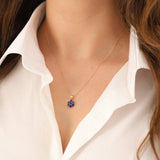 14k Gold | Sapphire Hexagon Flower Necklace