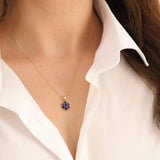 14k Gold | Sapphire Hexagon Flower Necklace