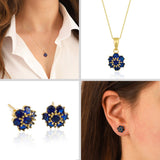 14k Gold | Sapphire Hexagon Flower Necklace