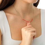 14k Gold | Red Coral Natural Stone Necklace with Coin Charm