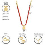 14k Gold | Red Coral Natural Stone Necklace with Coin Charm