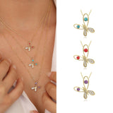 14k Gold | Enamel & Ubic Zirconia Butterfly Necklace