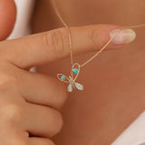 14k Gold | Enamel & CZ Butterfly Necklace