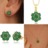 14k Gold | Emerald Hexagon Flower Necklace