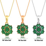 14k Gold | Emerald Hexagon Flower Necklace