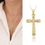 14k Gold | Hollow Cross Pendant Necklace