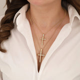 14k Gold | Hollow Cross Pendant Necklace