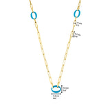 14k Gold | Paperclip Necklace with Aqua Oval Links