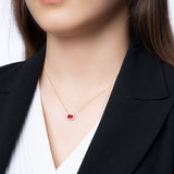 14k Gold | Red Ruby Baguette Cut Necklace