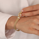 14k Gold | 3 Strands Foxtail Chain Bracelet with Sailor Clasp