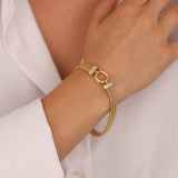 14k Gold | 3 Strands Foxtail Chain Bracelet with Sailor Clasp