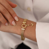 14k Gold | 3 Strands Foxtail Chain Bracelet with Sailor Clasp