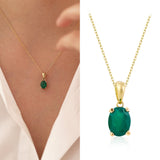 14k Gold | Emerald Oval Necklace